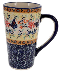 A picture of a Polish Pottery John's Mug (Butterfly Bliss) | K083S-WK73 as shown at PolishPotteryOutlet.com/products/johns-mug-butterfly-bliss-k083s-wk73