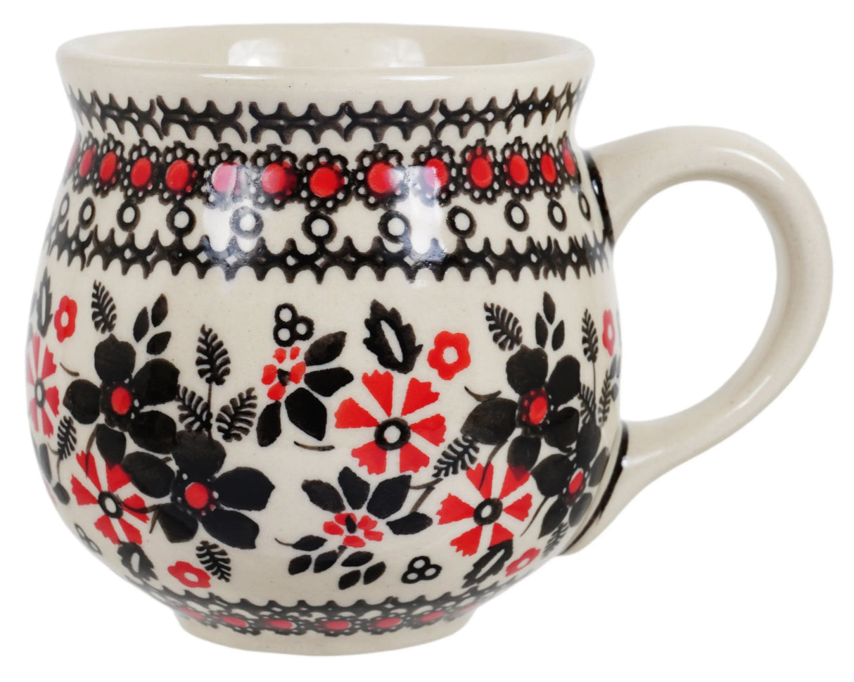 Mug, Belly Mug, 10 oz Medium in "Duet in Black & Red" by Manufaktura | K090S-DPCC