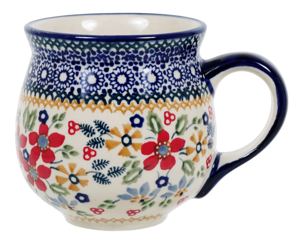 Mug, Belly Mug, 10 oz Medium in "Ruby Bouquet" by Manufaktura | K090S-DPCS