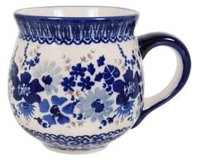 Polish Pottery Medium Belly Mug (Blue Life) | K090S-EO39 Additional Image at PolishPotteryOutlet.com