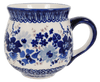 Polish Pottery Medium Belly Mug (Blue Life) | K090S-EO39 at PolishPotteryOutlet.com