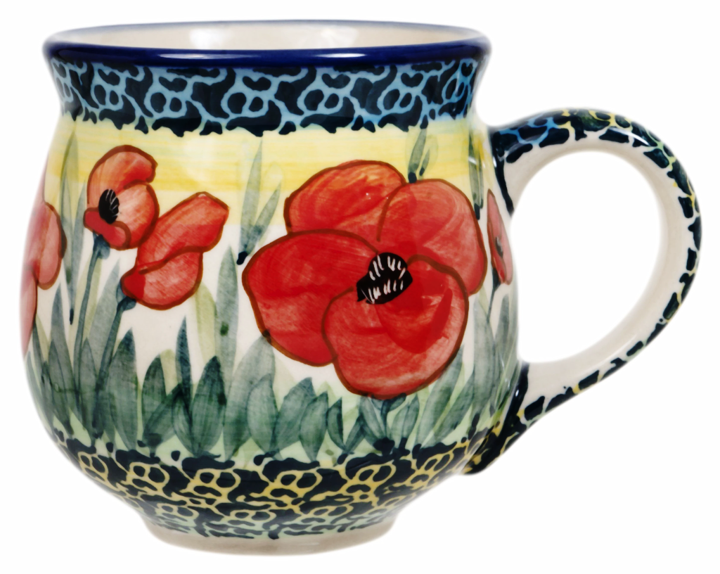 Mug, Belly Mug, 10 oz Medium in "Poppies in Bloom" by Manufaktura | K090S-JZ34