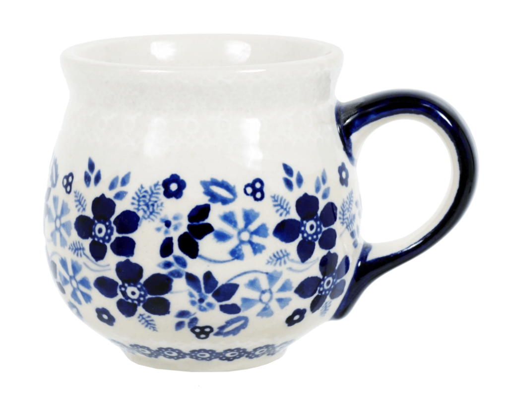 Mug, Belly Mug, 10 oz Medium in "Duet in Blue & White" by Manufaktura | K090S-SB04