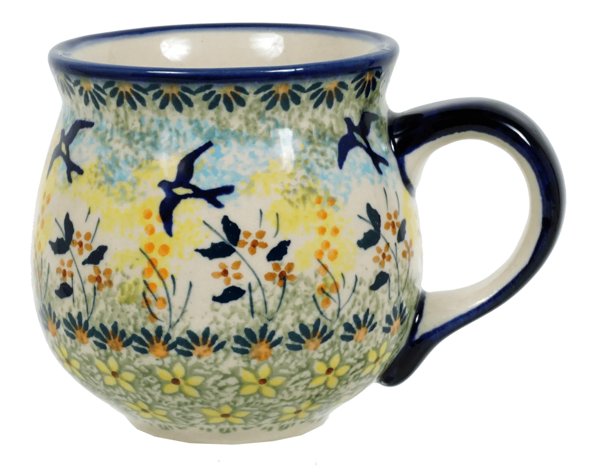 Mug, Belly Mug, 10 oz Medium in "Soaring Swallows" by Manufaktura | K090S-WK57