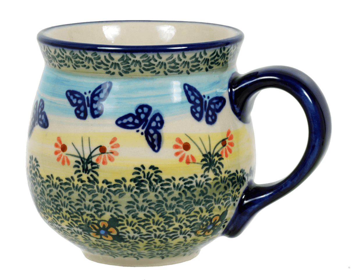 Mug, Belly Mug, 10 oz Medium in "Butterflies in Flight" by Manufaktura | K090S-WKM