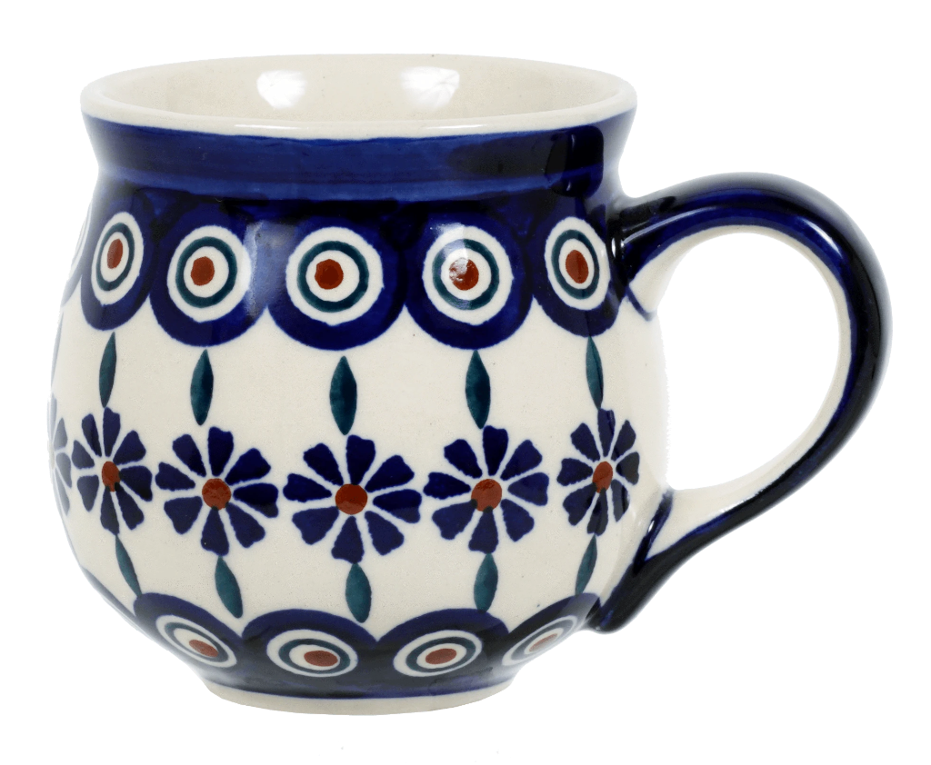 Mug, Belly Mug, 10 oz Medium in "Floral Peacock" by Manufaktura | K090T-54KK