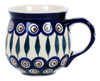 Polish Pottery Medium Belly Mug (Peacock) | K090T-54 at PolishPotteryOutlet.com