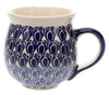 Polish Pottery Medium Belly Mug (Tulip Blues) | K090T-GP16 at PolishPotteryOutlet.com