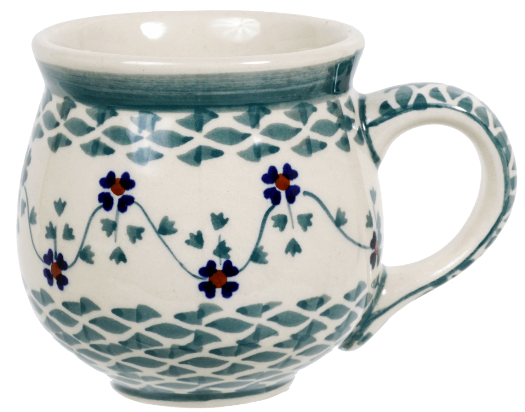 Mug, Belly Mug, 10 oz Medium in "Woven Pansies" by Manufaktura | K090T-RV