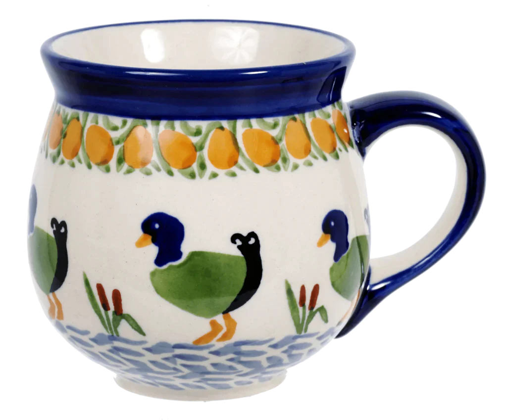 Mug, Belly Mug, 10 oz Medium in "Ducks in a Row" by Manufaktura | K090U-P323