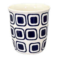A picture of a Polish Pottery Wine Cup/Q-Tip Holder (Navy Retro) | K100U-601A as shown at PolishPotteryOutlet.com/products/wine-cup-q-tip-holder-navy-retro-k100u-601a