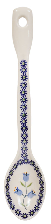 A picture of a Polish Pottery Stirring Spoon (Lily of the Valley) | L008T-ASD as shown at PolishPotteryOutlet.com/products/large-stirring-spoon-lily-of-the-valley