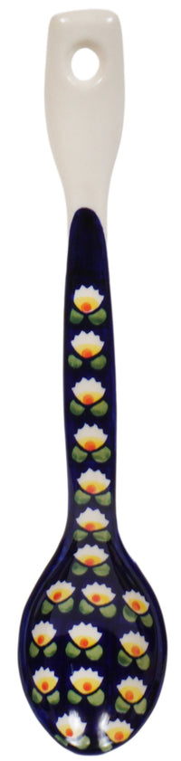 A picture of a Polish Pottery Stirring Spoon (Tulip Azul) | L008T-LW as shown at PolishPotteryOutlet.com/products/large-stirring-spoon-tulip-azul
