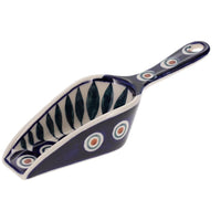 A picture of a Polish Pottery 6" Scoop (Peacock) | L018T-54 as shown at PolishPotteryOutlet.com/products/medium-scoop-peacock