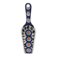 A picture of a Polish Pottery 6" Scoop (Peacock) | L018T-54 as shown at PolishPotteryOutlet.com/products/medium-scoop-peacock