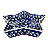 A picture of a Polish Pottery Star-Shaped Baker (Fish Eyes) | M045T-31 as shown at PolishPotteryOutlet.com/products/star-shaped-bowl-fish-eyes-m045t-31