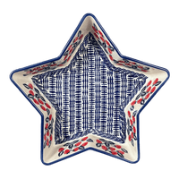 A picture of a Polish Pottery Star-Shaped Baker (Fresh Strawberries) | M045U-AS70 as shown at PolishPotteryOutlet.com/products/star-shaped-bowl-baker-fresh-strawberries-m045u-as70