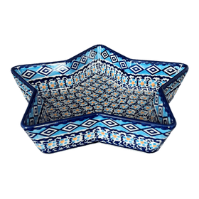 Polish Pottery Star-Shaped Baker (Blue Diamond) | M045U-DHR Additional Image at PolishPotteryOutlet.com