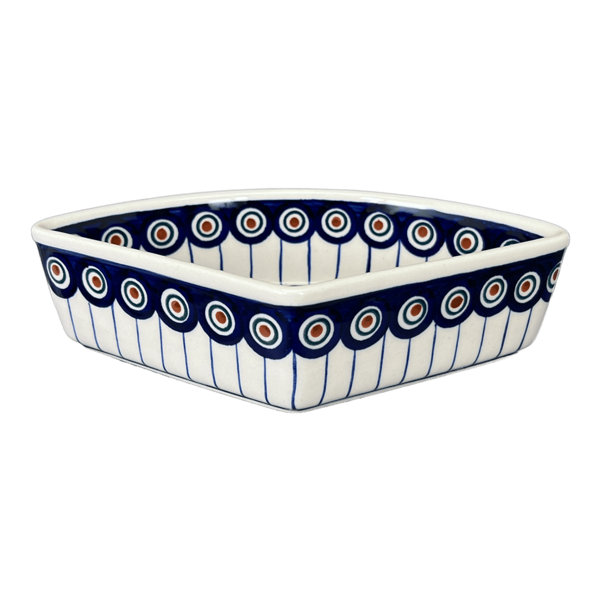 Bowl, Wedge-Shaped, 5" x 8.5" in "Peacock in Line" by Manufaktura | M048T-54A