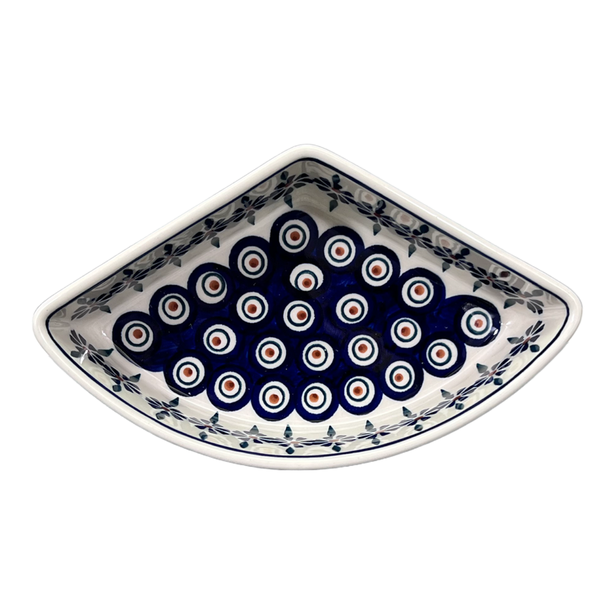 Bowl, Wedge-Shaped, 5" x 8.5" in "Floral Peacock" by Manufaktura | M048T-54KK