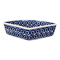 A picture of a Polish Pottery Wedge-Shaped Bowl (Eyes Wide Open) | M048T-58 as shown at PolishPotteryOutlet.com/products/wedge-shaped-bowl-eyes-wide-open-m048t-58