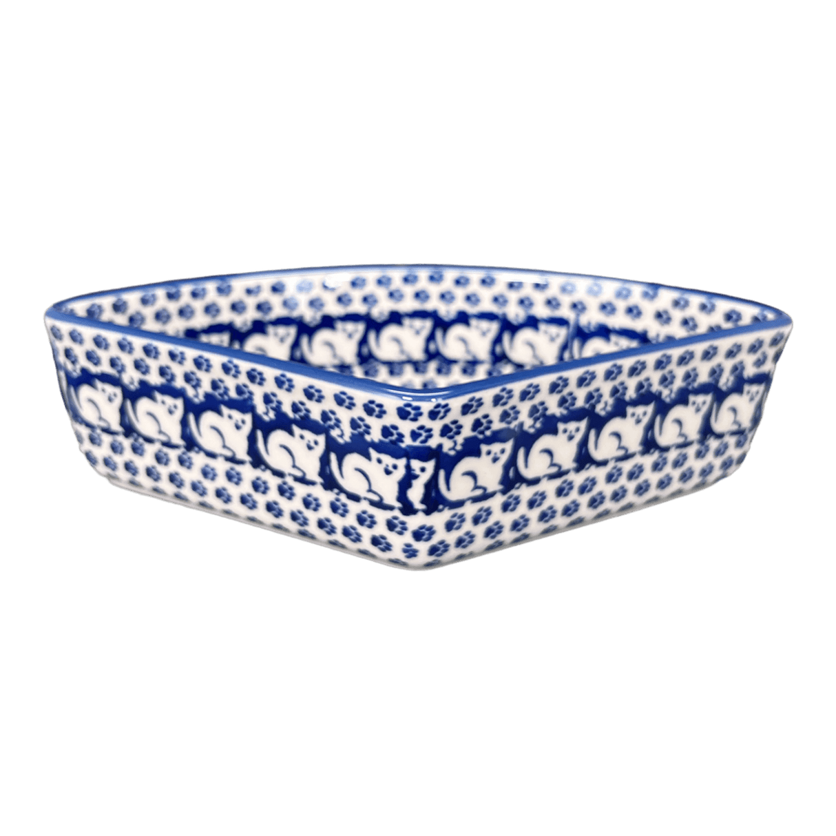 Bowl, Wedge-Shaped, 5" x 8.5" in "Kitty Cat Path" by Manufaktura | M048T-KOT6