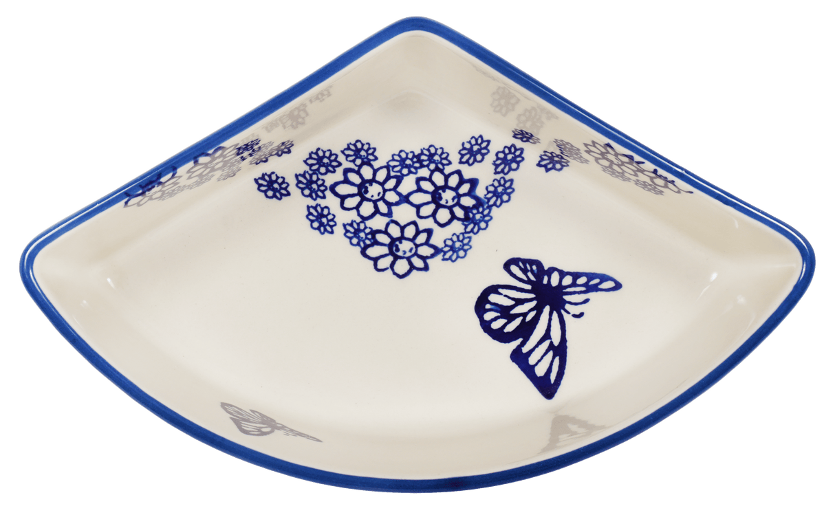 Bowl, Wedge-Shaped, 5" x 8.5" in "Butterfly Garden" by Manufaktura | M048T-MOT1
