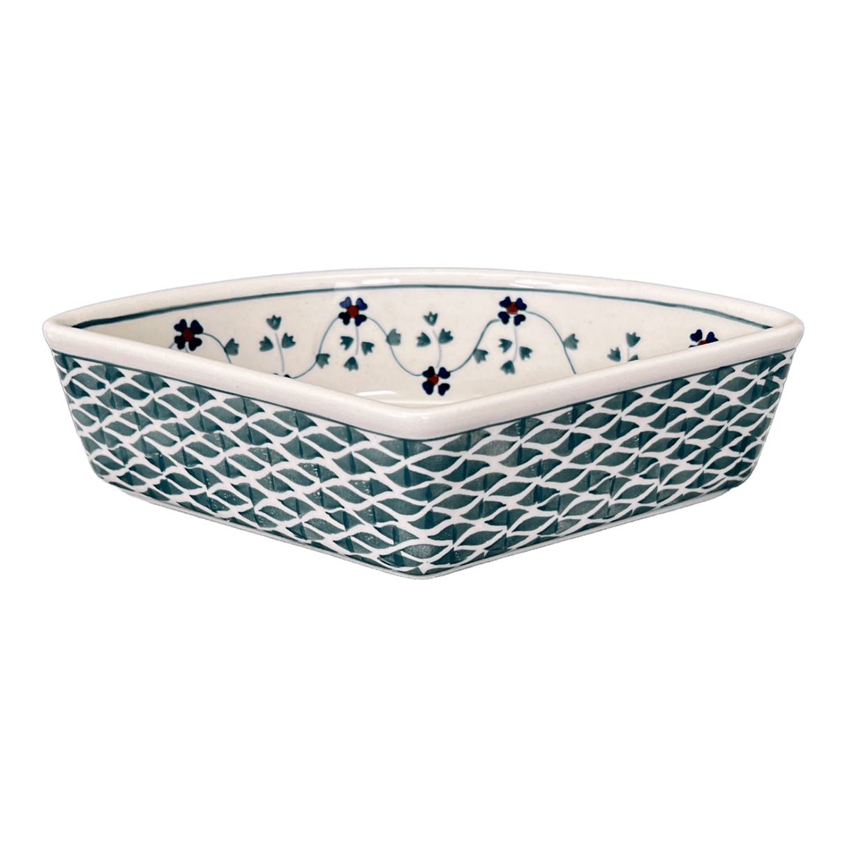 Bowl, Wedge-Shaped, 5" x 8.5" in "Woven Pansies" by Manufaktura | M048T-RV