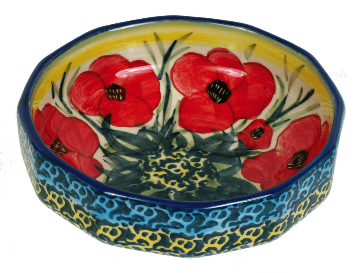 Bowl, Multiangular, 5" in "Poppies in Bloom" by Manufaktura | M058S-JZ34