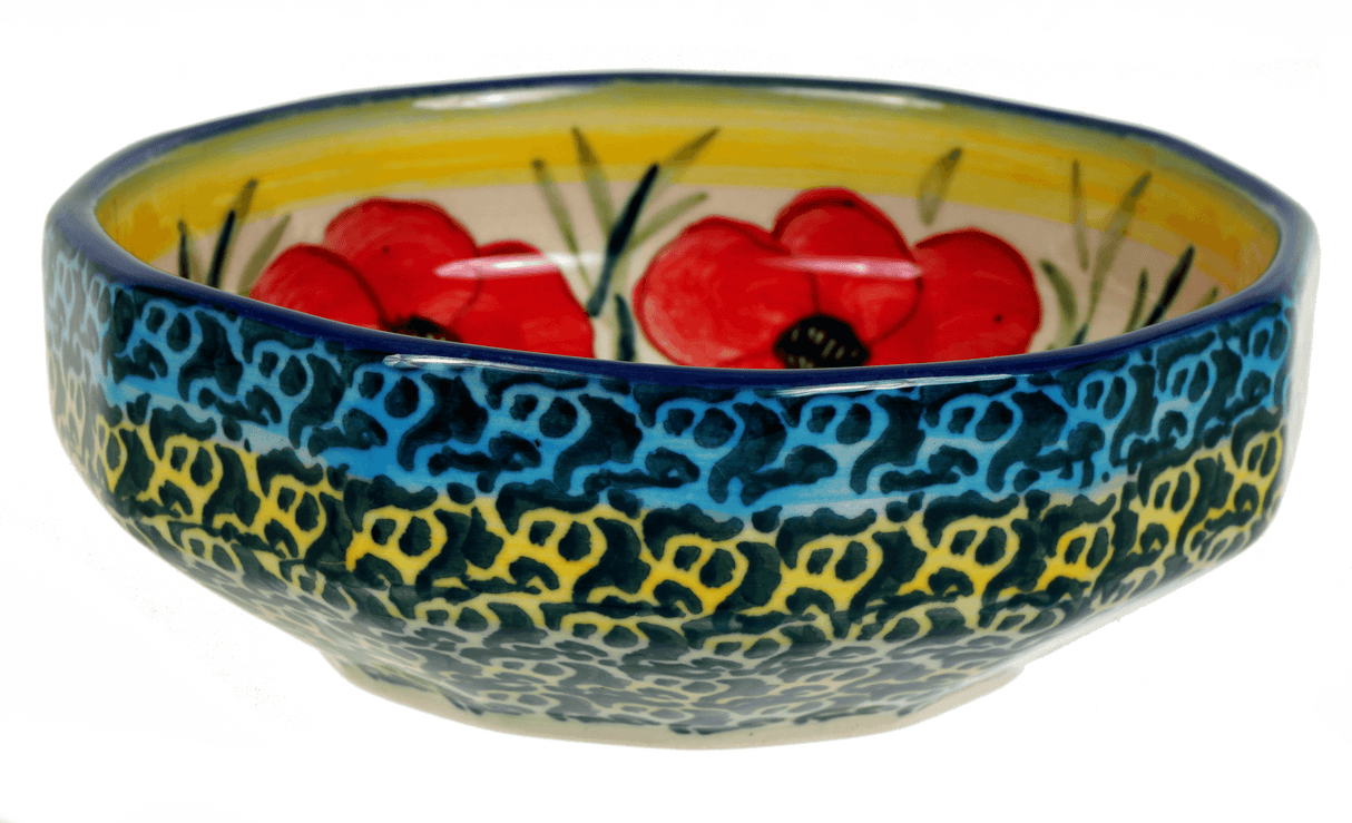 Bowl, Multiangular, 5" in "Poppies in Bloom" by Manufaktura | M058S-JZ34
