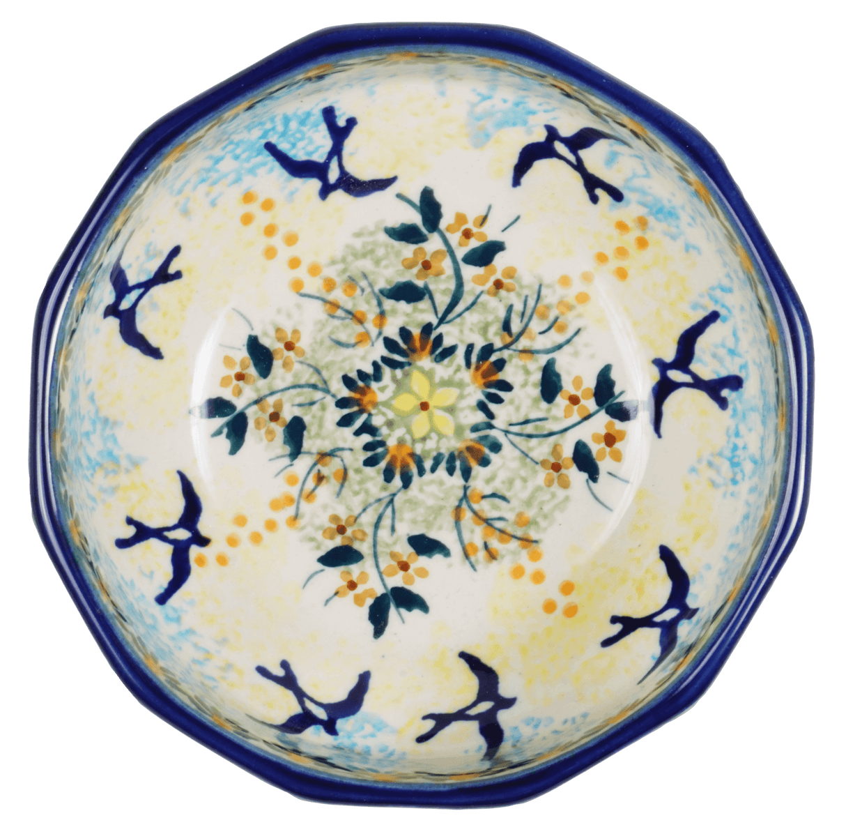Bowl, Multiangular, 5" in "Soaring Swallows" by Manufaktura | M058S-WK57