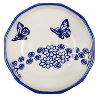 A picture of a Polish Pottery Multangular Bowl (Butterfly Garden) | M058T-MOT1 as shown at PolishPotteryOutlet.com/products/multi-angular-multi-use-bowl-butterfly-garden-m058t-mot1
