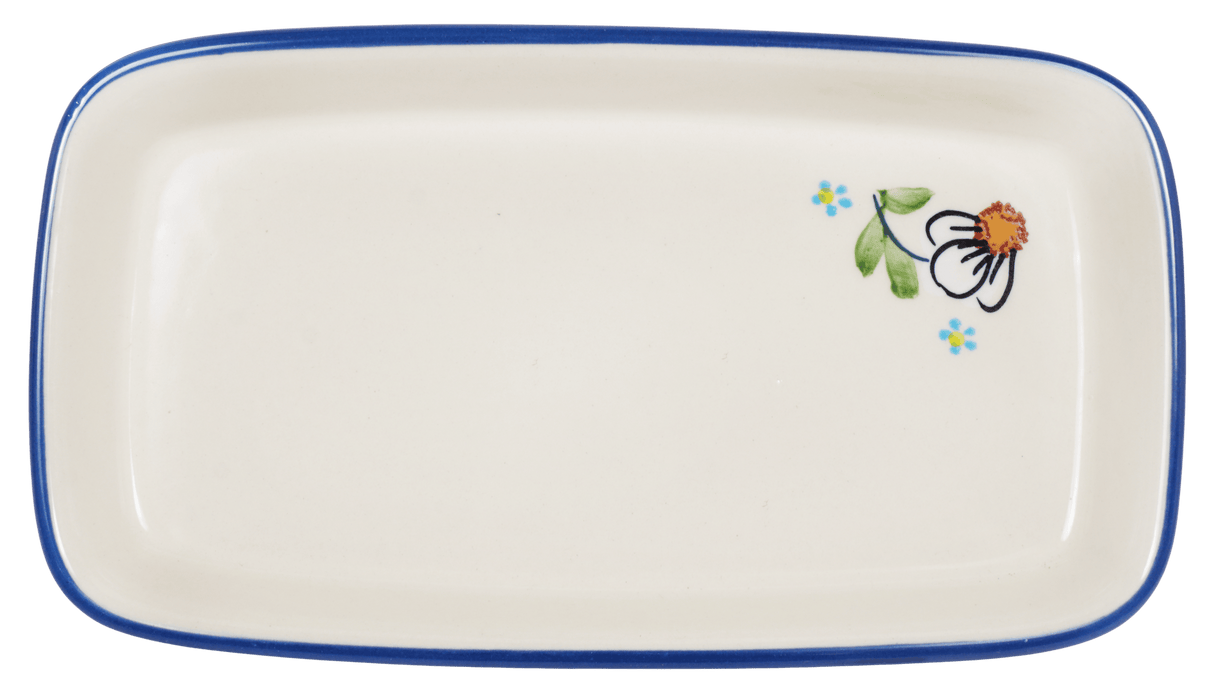 Butter Dish, American, 4" x 7.5" in "Daisy Bouquet" by Manufaktura | M074S-TAB3