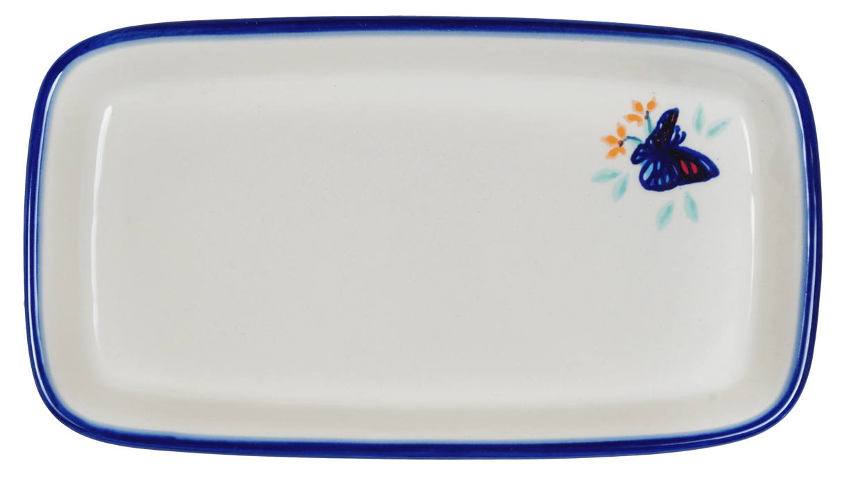 Butter Dish, American, 4" x 7.5" in "Butterfly Bliss" by Manufaktura | M074S-WK73