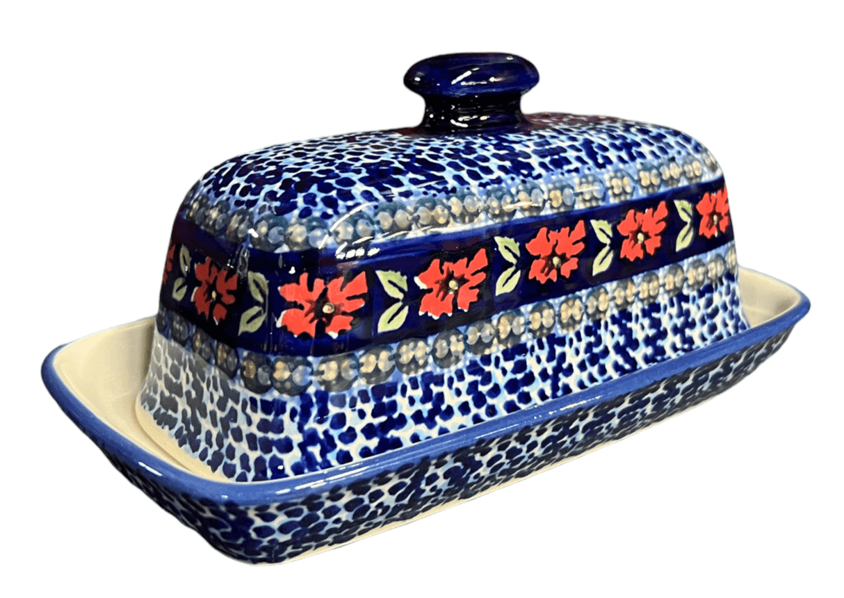 Butter Dish, American, 4" x 7.5" in "Crimson Twilight" by Manufaktura | M074S-WK63