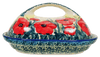 Polish Pottery Fancy Butter Dish (Poppies in Bloom) | M077S-JZ34 at PolishPotteryOutlet.com