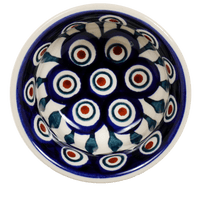 A picture of a Polish Pottery 3.5" Bowl (Peacock) | M081T-54 as shown at PolishPotteryOutlet.com/products/35-bowls-peacock