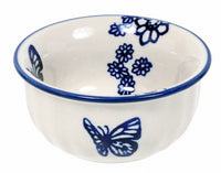 A picture of a Polish Pottery 3.5" Bowl (Butterfly Garden) | M081T-MOT1 as shown at PolishPotteryOutlet.com/products/35-bowls-butterfly-garden