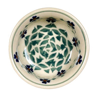 A picture of a Polish Pottery 3.5" Bowl (Woven Pansies) | M081T-RV as shown at PolishPotteryOutlet.com/products/35-bowls-woven-pansies