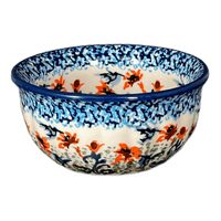 A picture of a Polish Pottery 4.5" Bowl (Hummingbird Harvest) | M082S-JZ35 as shown at PolishPotteryOutlet.com/products/4-5-bowl-hummingbird-harvest-m082s-jz35