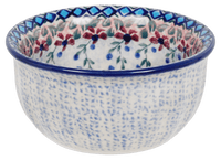A picture of a Polish Pottery 4.5" Bowl (Lilac Fields) | M082S-WK75 as shown at PolishPotteryOutlet.com/products/4-5-bowl-lilac-fields