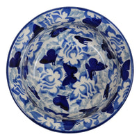 A picture of a Polish Pottery 4.5" Bowl (Dusty Blue Butterflies) | M082U-AS56 as shown at PolishPotteryOutlet.com/products/4-5-bowl-dusty-blue-butterflies