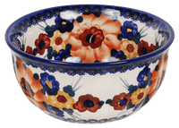 A picture of a Polish Pottery 5.5" Bowl (Bouquet in a Basket) | M083S-JZK as shown at PolishPotteryOutlet.com/products/55-bowls-bouquet-in-a-basket