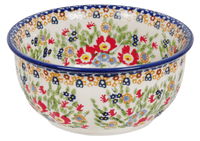 A picture of a Polish Pottery 5.5" Bowl (Poppy Persuasion) | M083S-P265 as shown at PolishPotteryOutlet.com/products/55-bowls-poppy-persuasion