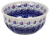 A picture of a Polish Pottery 5.5" Bowl (Smooth Sailing) | M083T-DPMA as shown at PolishPotteryOutlet.com/products/5-5-bowl-smooth-sailing
