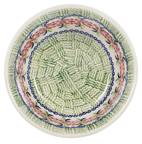 Polish Pottery 5.5" Bowl (Woven Reds) | M083T-P181 Additional Image at PolishPotteryOutlet.com