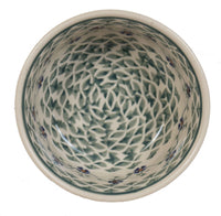 A picture of a Polish Pottery 5.5" Bowl (Woven Pansies) | M083T-RV as shown at PolishPotteryOutlet.com/products/55-bowls-woven-pansies