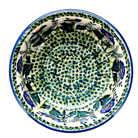 Polish Pottery 5.5" Bowl (Bouncing Blue Blossoms) | M083U-IM03 Additional Image at PolishPotteryOutlet.com