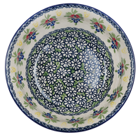 A picture of a Polish Pottery 7.75" Bowl (Coral Bells) | M085S-DPSD as shown at PolishPotteryOutlet.com/products/775-bowls-coral-bells