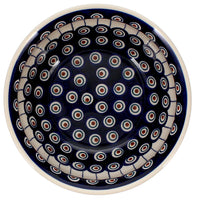 A picture of a Polish Pottery 7.75" Bowl (Peacock in Line) | M085T-54A as shown at PolishPotteryOutlet.com/products/7-75-bowl-peacock-in-line-m085t-54a